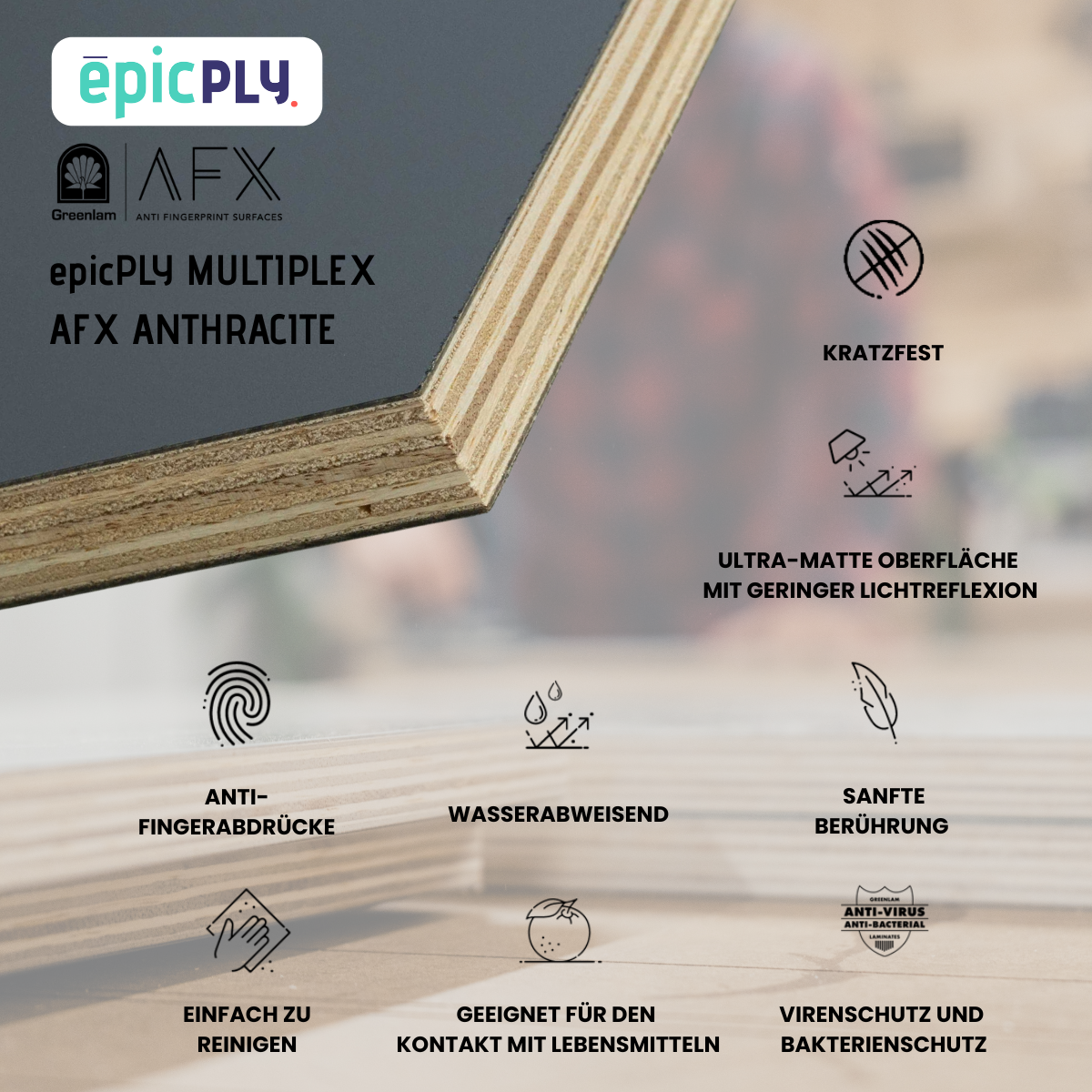 Contreplaqué epicPLY stratifié haut de gamme - Anthracite AFX